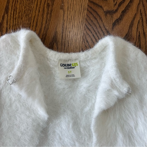 Size 5T Girls White Faux Fur Cardigan Wrap Coat - Picture 7 of 7